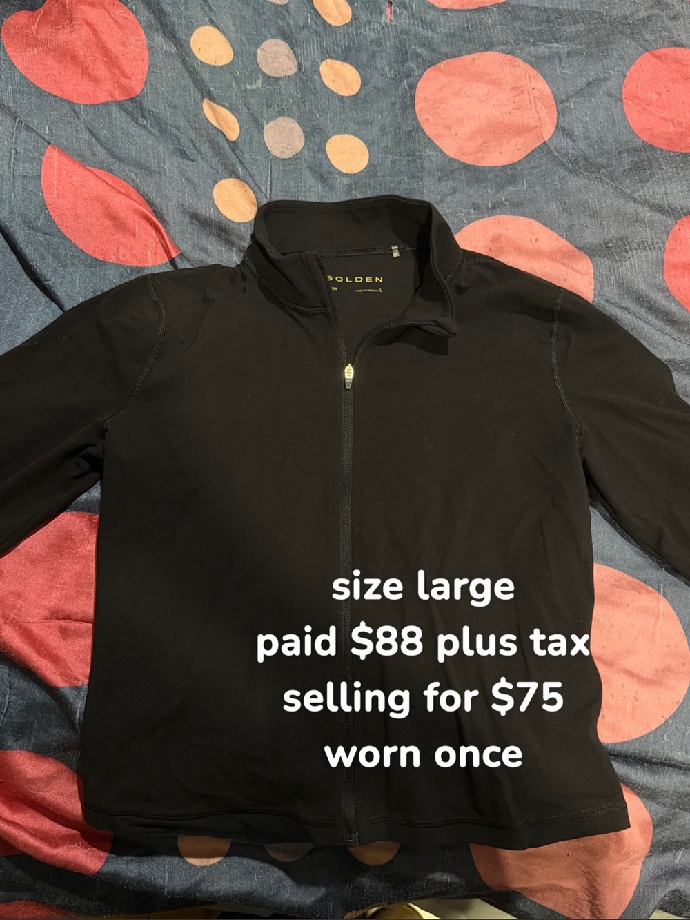 Aritzia Golden Zip Up - Black - Large